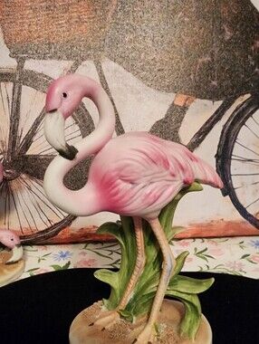 Vintage Lefton Pink Flamingo Ceramic Decor Figurine